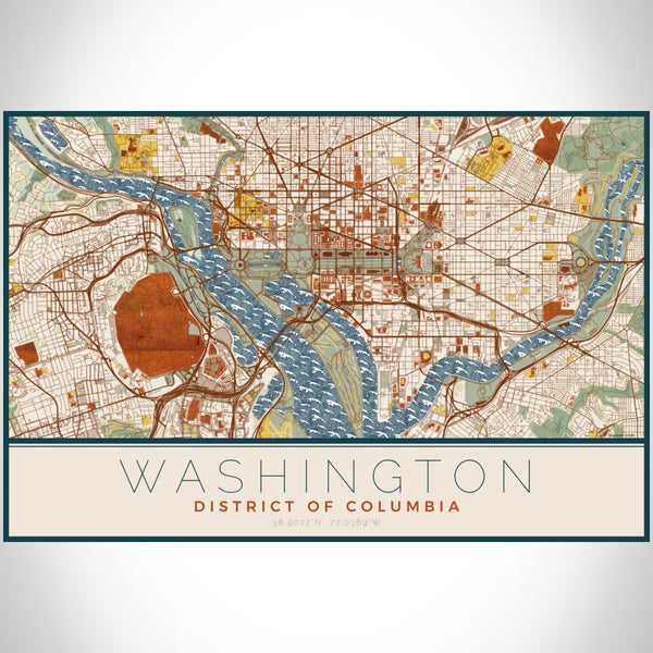 Washington - District of Columbia Map Print in Woodblock