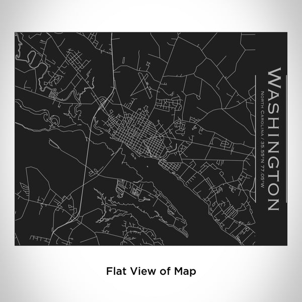 Rendered View of Washington North Carolina Map Engraving on 20oz Stainless Steel Insulated Bottle with Bamboo Top in Black