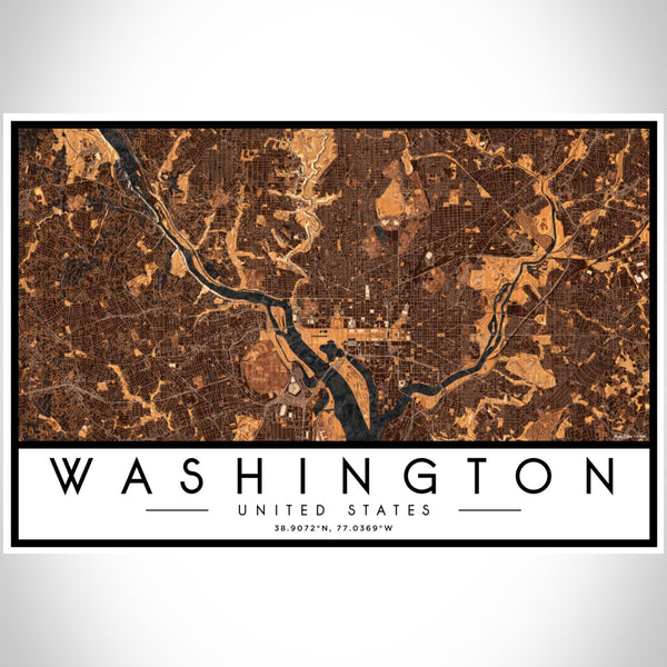 Washington - United States Map Print in Ember