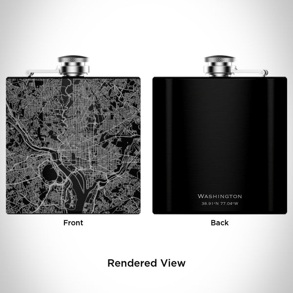 Washington - United States Map Hip Flask in Matte Black