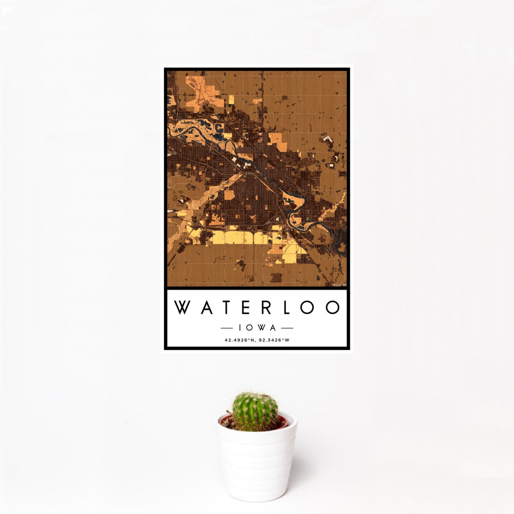 Waterloo - Iowa Map Print in Ember
