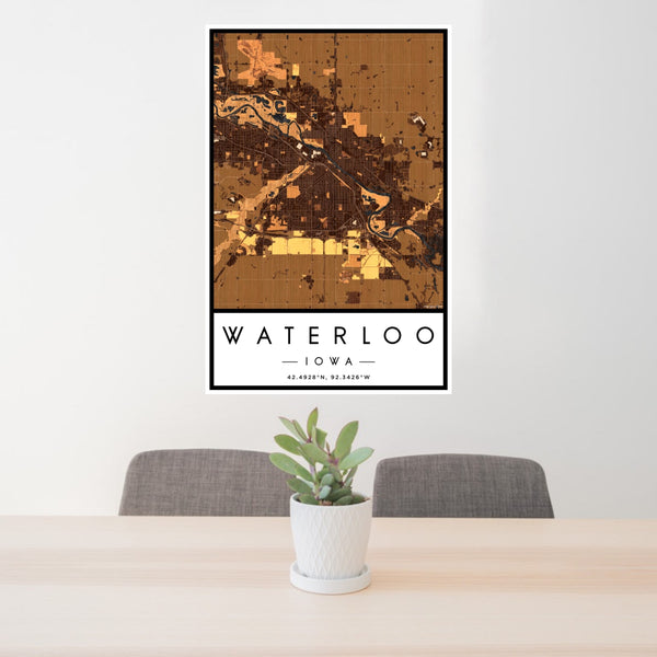 Waterloo - Iowa Map Print in Ember