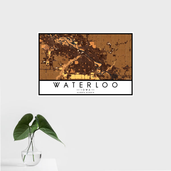 Waterloo - Iowa Map Print in Ember