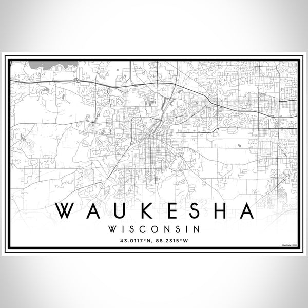 Waukesha - Wisconsin Classic Map Print