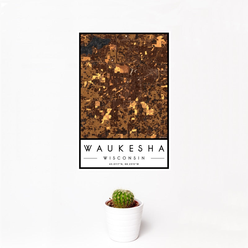Waukesha - Wisconsin Map Print in Ember