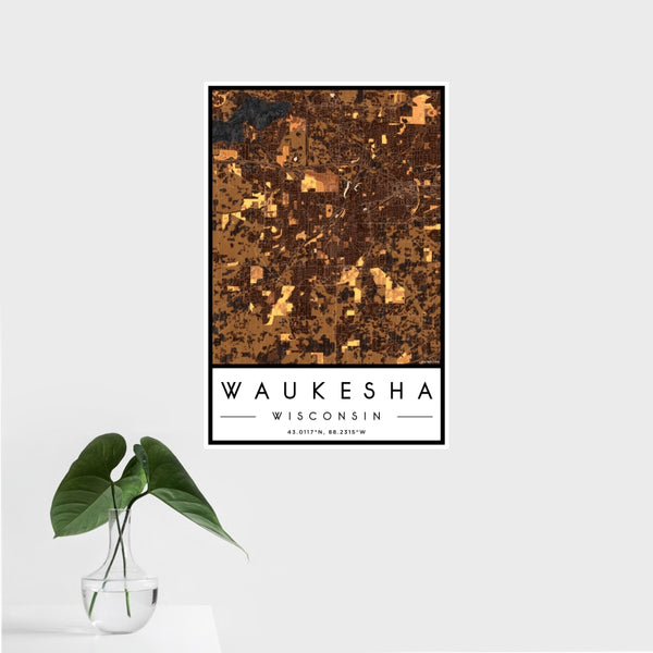Waukesha - Wisconsin Map Print in Ember