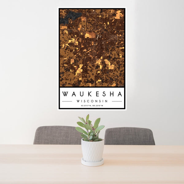 Waukesha - Wisconsin Map Print in Ember