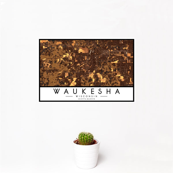 Waukesha - Wisconsin Map Print in Ember