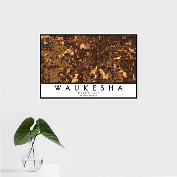 Waukesha - Wisconsin Map Print in Ember