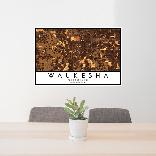 Waukesha - Wisconsin Map Print in Ember
