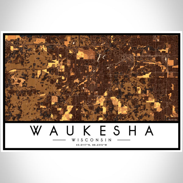 Waukesha - Wisconsin Map Print in Ember