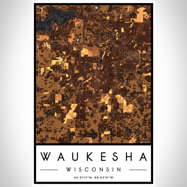 Waukesha - Wisconsin Map Print in Ember
