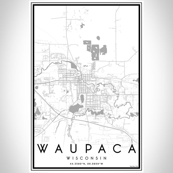 Waupaca Wisconsin Map Print Portrait Orientation in Classic Style With Shaded Background
