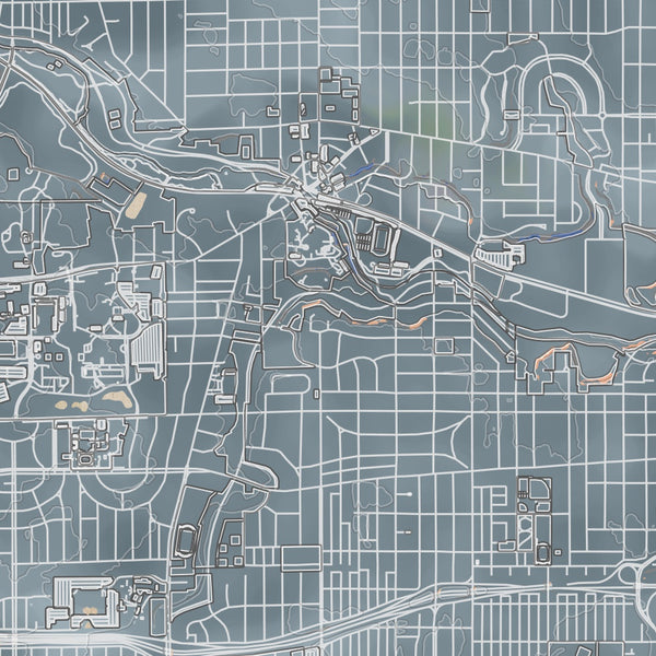 Wauwatosa Wisconsin Map Print in Afternoon Style Zoomed In Close Up Showing Details