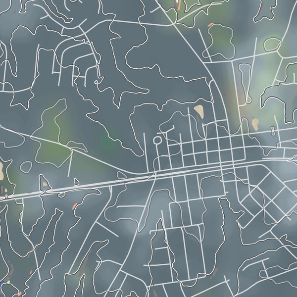 Waxhaw North Carolina Map Print in Afternoon Style Zoomed In Close Up Showing Details