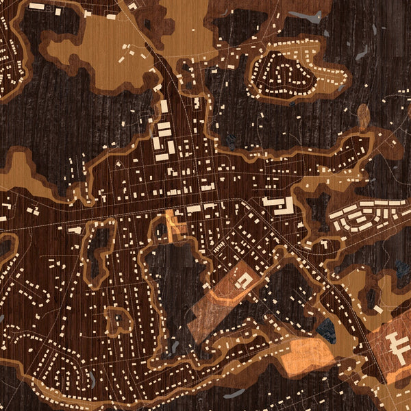 Waxhaw North Carolina Map Print in Ember Style Zoomed In Close Up Showing Details