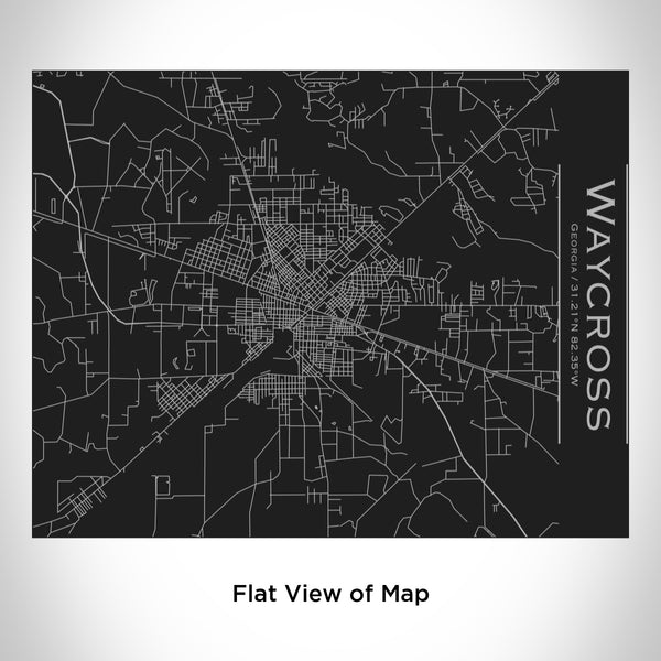 Rendered View of Waycross Georgia Map Engraving on 20oz Stainless Steel Insulated Bottle with Bamboo Top in Black