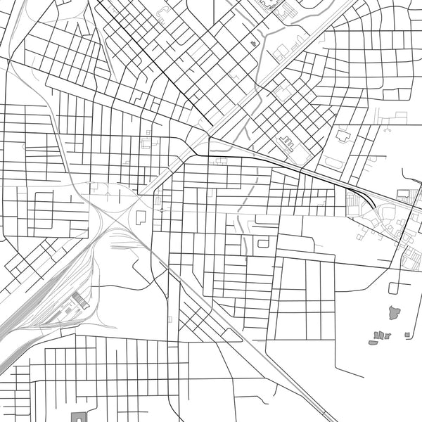 Waycross Georgia Map Print in Classic Style Zoomed In Close Up Showing Details