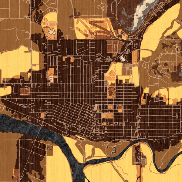 Weiser Idaho Map Print in Ember Style Zoomed In Close Up Showing Details