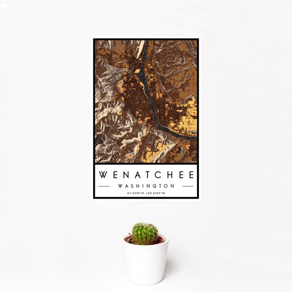 Wenatchee - Washington Map Print in Ember