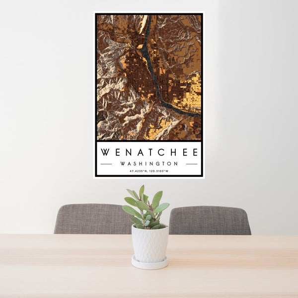 Wenatchee - Washington Map Print in Ember