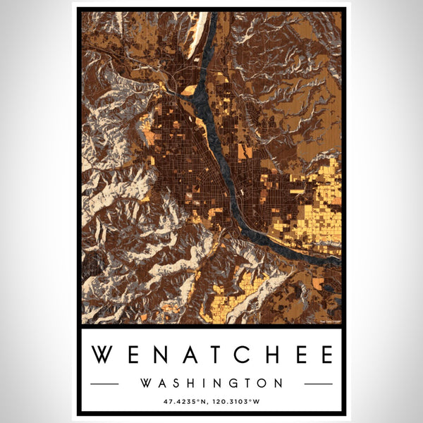 Wenatchee - Washington Map Print in Ember