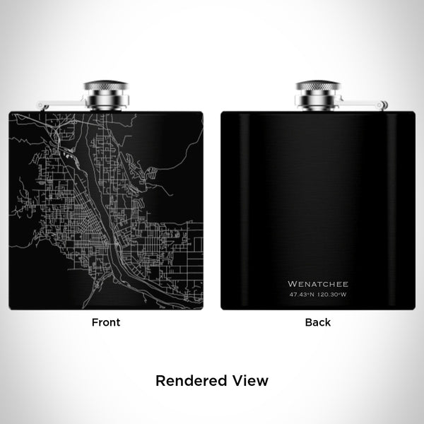 Wenatchee - Washington Map Hip Flask in Matte Black