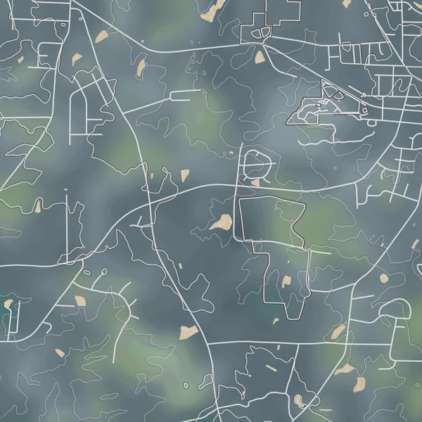 Wendell North Carolina Map Print in Afternoon Style Zoomed In Close Up Showing Details