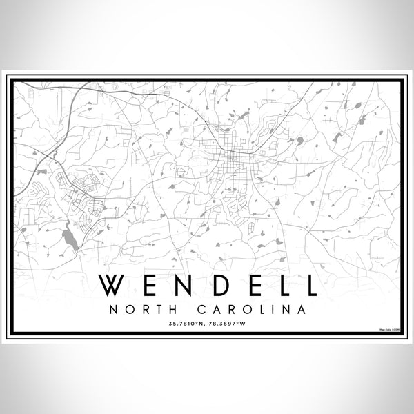 Wendell North Carolina Map Print Landscape Orientation in Classic Style With Shaded Background