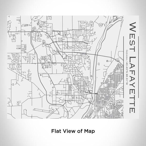 Rendered View of West Lafayette Indiana Map Engraving on 20oz Stainless Steel Insulated Bottle with Bamboo Top in White
