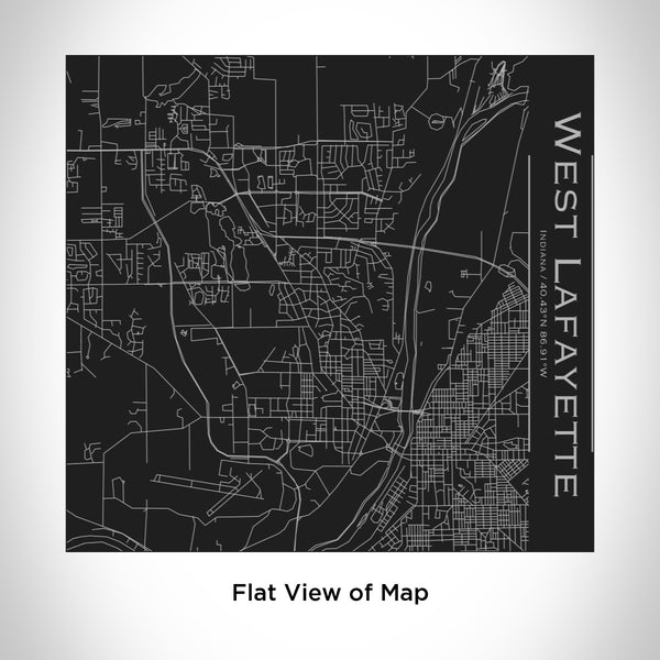 Rendered View of West Lafayette Indiana Map Engraving on 17oz Stainless Steel Insulated Tumbler in Black