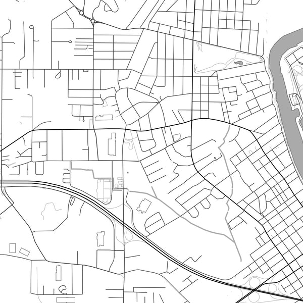 West Monroe Louisiana Map Print in Classic Style Zoomed In Close Up Showing Details