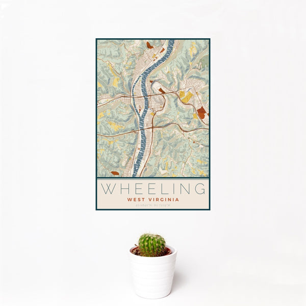 Wheeling - West Virginia Map Print in Woodblock