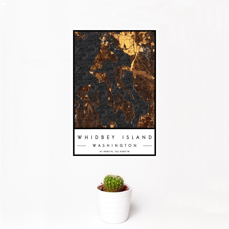Whidbey Island - Washington Map Print in Ember
