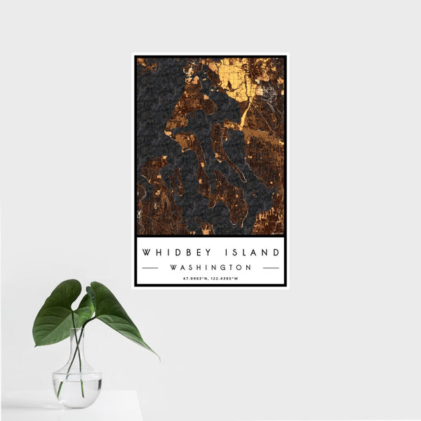 Whidbey Island - Washington Map Print in Ember