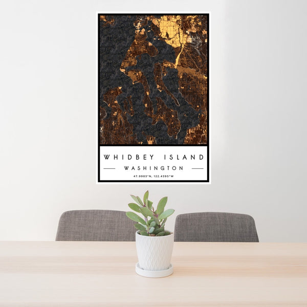 Whidbey Island - Washington Map Print in Ember