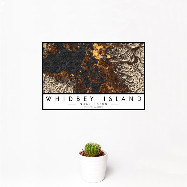 Whidbey Island - Washington Map Print in Ember