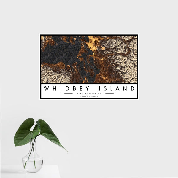 Whidbey Island - Washington Map Print in Ember