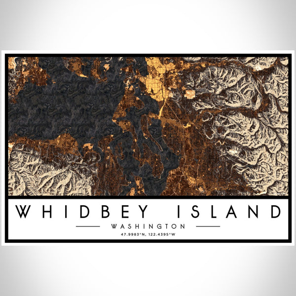 Whidbey Island - Washington Map Print in Ember