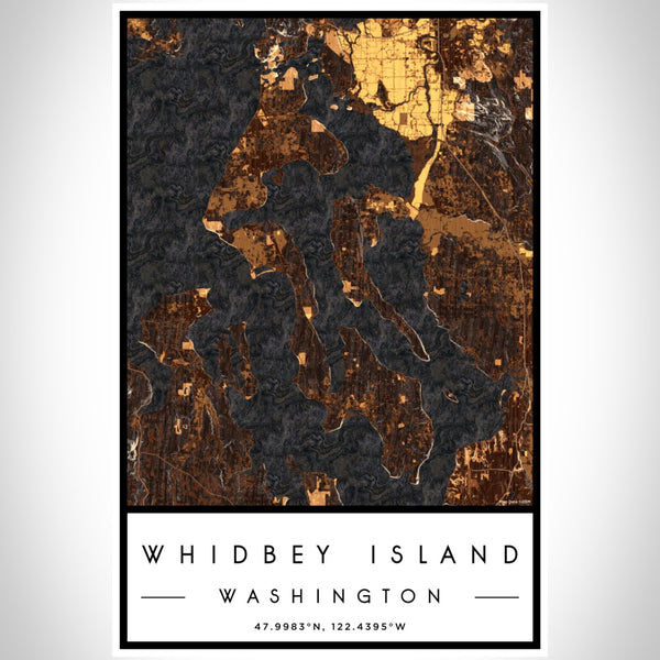 Whidbey Island - Washington Map Print in Ember