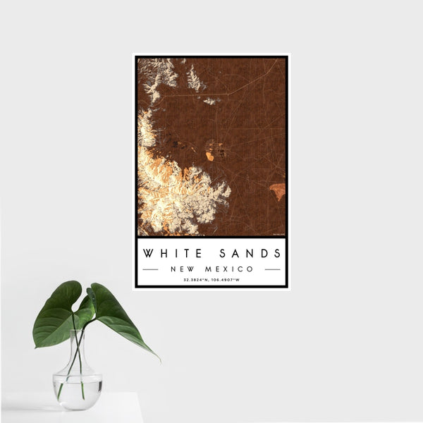 White Sands - New Mexico Map Print in Ember