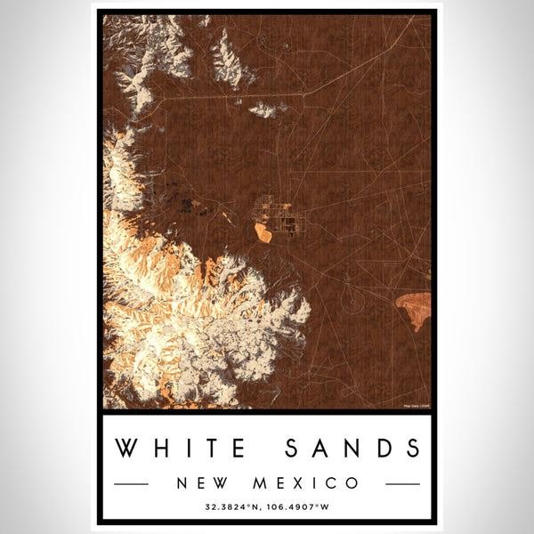 White Sands - New Mexico Map Print in Ember