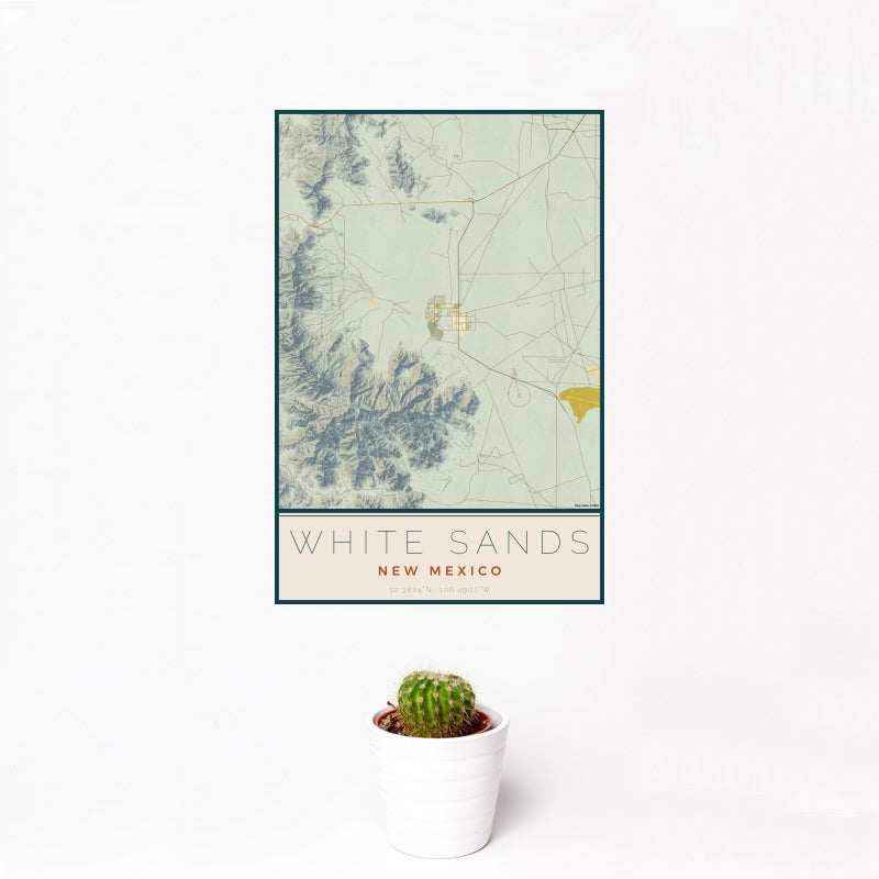 White Sands - New Mexico Map Print in Woodblock