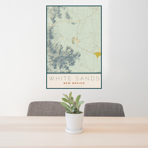 White Sands - New Mexico Map Print in Woodblock
