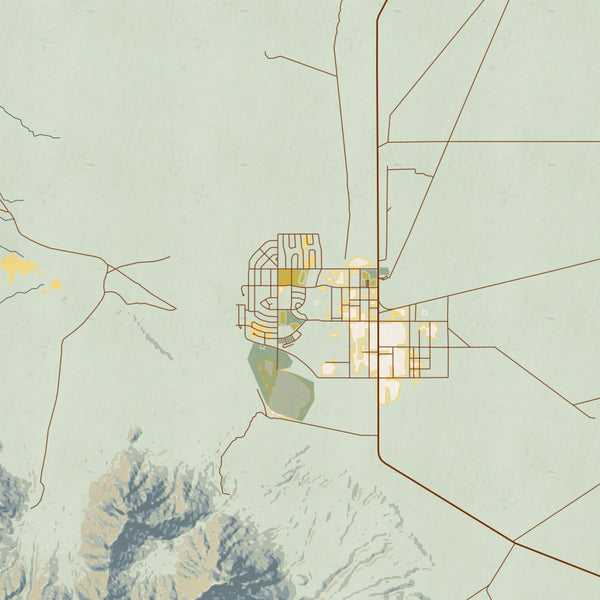 White Sands - New Mexico Map Print in Woodblock