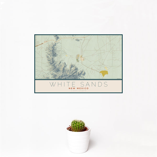 White Sands - New Mexico Map Print in Woodblock