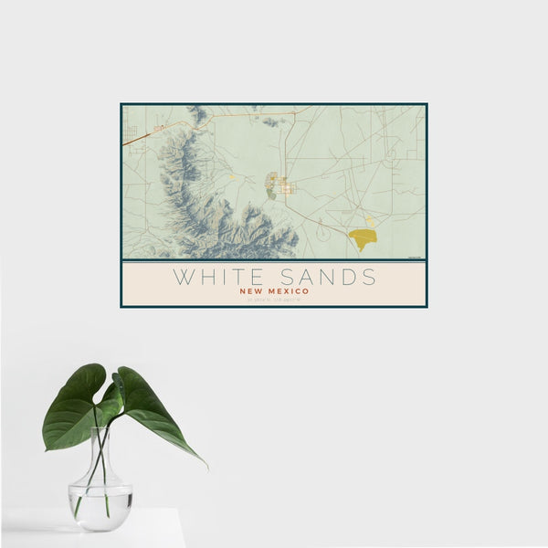 White Sands - New Mexico Map Print in Woodblock