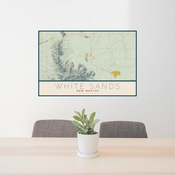 White Sands - New Mexico Map Print in Woodblock