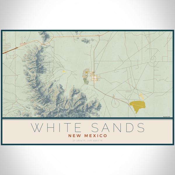 White Sands - New Mexico Map Print in Woodblock