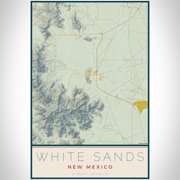 White Sands - New Mexico Map Print in Woodblock